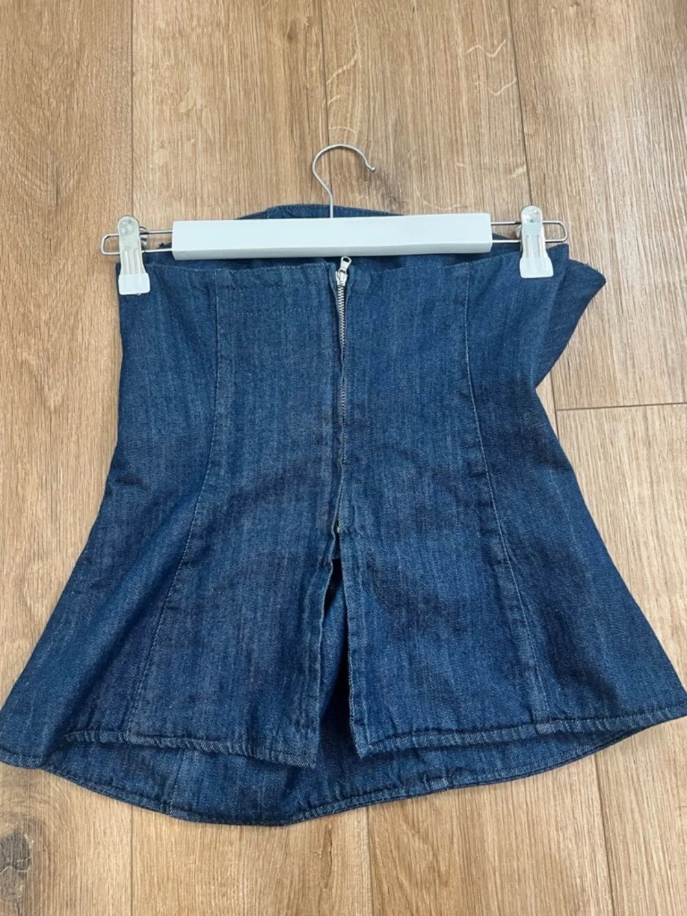 Zara Dark Blue Denim Strapless Crop Top - Picture 4 of 4
